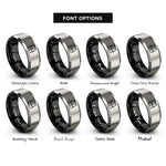 font options for inside engraving on black & gray safety vest rings