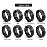 font options for inside engraving on black safety vest rings