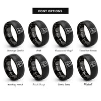 font options for inside engraving on black safety vest rings