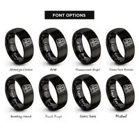 font options for inside engraving on black safety vest rings
