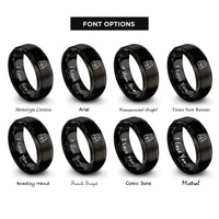 font options for inside engraving on black safety vest rings