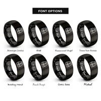 font options for inside engraving on black safety vest rings