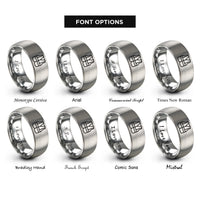 font options for inside engraving on silver safety vest rings