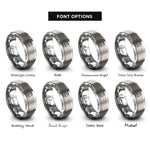font options for inside engraving on grey safety vest rings