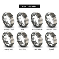 font options for inside engraving on grey safety vest rings