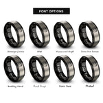 font options for inside engraving on black & gray safety whistle lanyard rings
