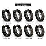 font options for inside engraving on black & gray safety whistle lanyard rings