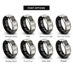 font options for inside engraving on black & silver safety whistle lanyard rings