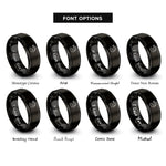 font options for inside engraving on black safety whistle lanyard rings
