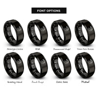 font options for inside engraving on black safety whistle lanyard rings