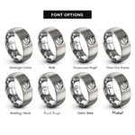 font options for inside engraving on gray safety whistle lanyard rings
