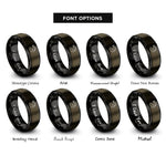 font options for inside engraving on gunmetal & black safety whistle lanyard rings