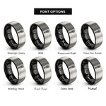 font options for inside engraving on black & silver sage bundle rings