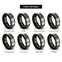 font options for inside engraving on black & grey sage bundle rings