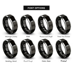 font options for inside engraving on black & gray sage bundle rings