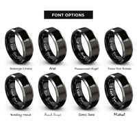 font options for inside engraving on black & gray sage bundle rings