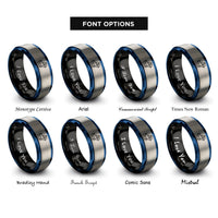 font options for inside engraving on black & blue & silver sagittarius centaur archer rings