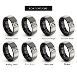font options for inside engraving on black & gray sagittarius constellation rings