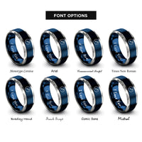 font options for inside engraving on blue & grey sagittarius glyph circle rings