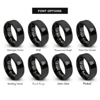 font options for inside engraving on black sagrada familia rings