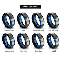 font options for inside engraving on blue & silver sagrada famlia rings