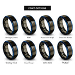 font options for inside engraving on gunmetal & blue sagrada famlia rings