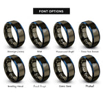 font options for inside engraving on gunmetal & blue sagrada famlia rings