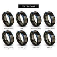 font options for inside engraving on gunmetal & blue sagrada famlia rings