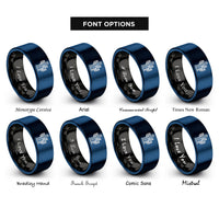 font options for inside engraving on black & blue saguaro cactus pair rings