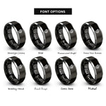font options for inside engraving on black & silver saguaro cactus pair rings