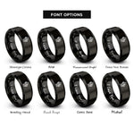 font options for inside engraving on black saguaro cactus pair rings