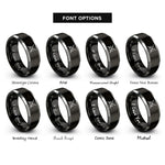 font options for inside engraving on black & silver sai crossed pair rings