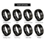 font options for inside engraving on black sai crossed pair rings