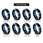 font options for inside engraving on blue & silver sailboat rings