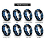font options for inside engraving on blue & grey sailboat compass rings