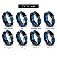 font options for inside engraving on blue & grey sailboat compass rings
