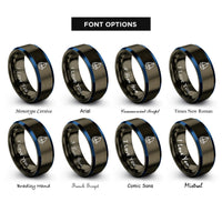 font options for inside engraving on gunmetal & blue sailboat rings