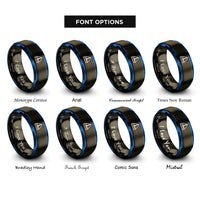 font options for inside engraving on gunmetal & blue sailboat icon rings