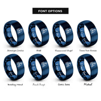 font options for inside engraving on blue sailboat silhouette wave rings