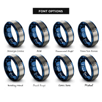 font options for inside engraving on blue & grey sailboat stamp rings
