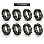 font options for inside engraving on gunmetal & blue sailboat stamp rings