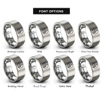 font options for inside engraving on silver sailboat wave circle rings