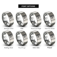 font options for inside engraving on silver sailboat wave circle rings