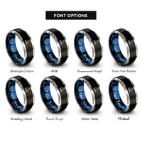 font options for inside engraving on black & blue & gray sailing yacht rings