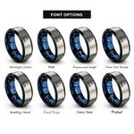 font options for inside engraving on black & blue & grey sailing yacht rings