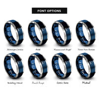 font options for inside engraving on blue & grey sailing yacht rings
