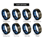 font options for inside engraving on gunmetal & blue sailing yacht rings