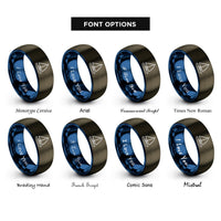 font options for inside engraving on gunmetal & blue sailing yacht rings