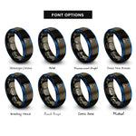 font options for inside engraving on gunmetal & blue sailing yacht rings