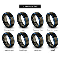 font options for inside engraving on gunmetal & blue sailing yacht rings